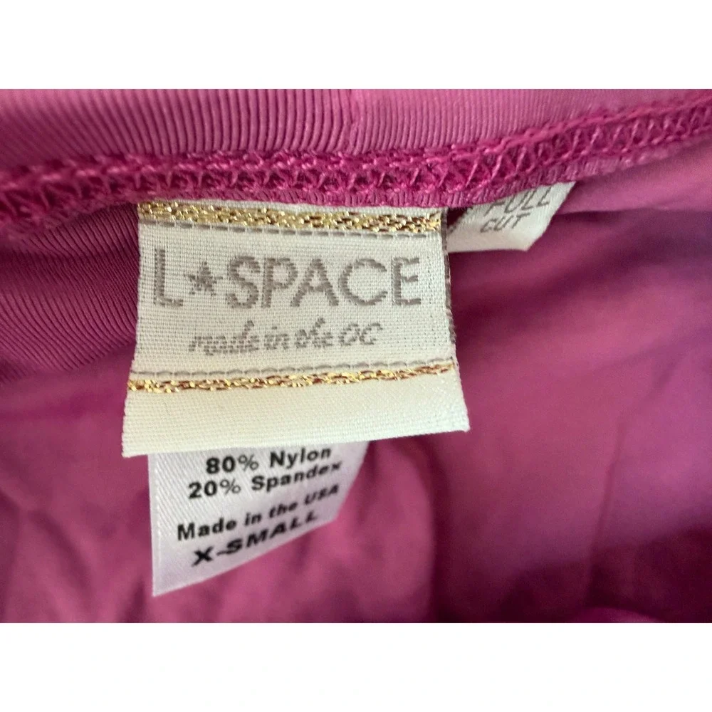 L Space Pink Ruched Full Cut Bikini Bottoms XS Made in USA RN 130061